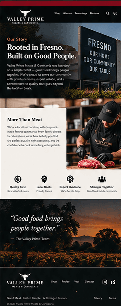 Approved design for the About page