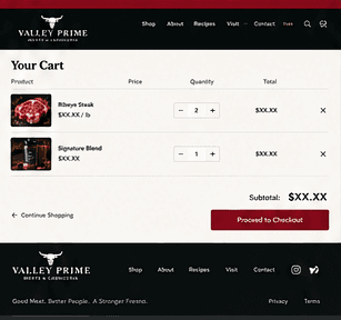 Approved design for the Cart page