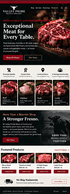 Approved design for the Home page