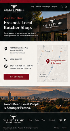 Approved design for the Visit Us page